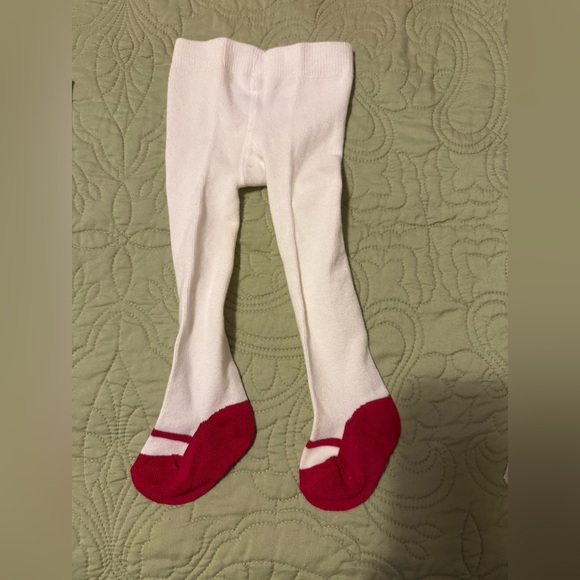 TWIN SET / White Baby Tights with Red “shoes” - Picture 2 of 5